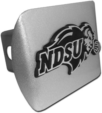 North Dakota State Bison Brushed Silver Metal NCAA Trailer Hitch Cover Fits 2 Inch Auto Car Truck Receiver