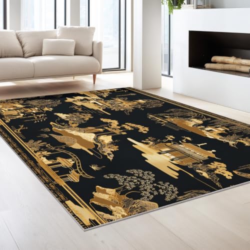 Tapis de salon design architecture or luxe décoratif doux