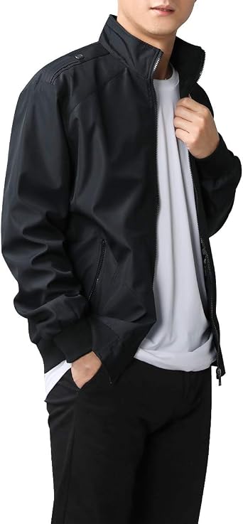 YOUTHUP Men's Lightweight Harrington Jacket Tartan Lined Summer Bomber Coat | Casual stand collar bomber outerwear,Premium lightweight breathable fabric,for fishing, riding, baseball outdoor scenes