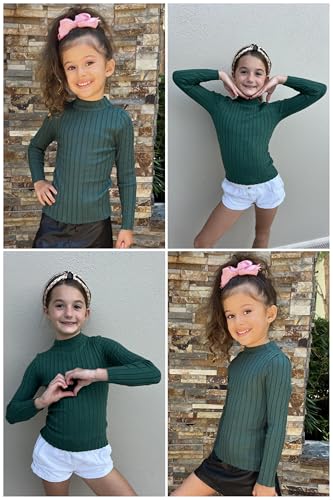 Image of Arshiner Girls Half Turtleneck Long Sleeve Knit Slim Sweater Pullover Tops