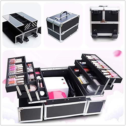BYCDD Trolley Kosmetikkoffer Schminkkoffer, Aluminium Multikoffer Etagenkoffer Schminkaufbewahrung Make-up Koffer… – Bild 5