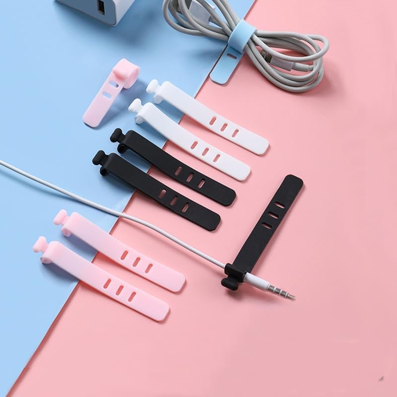 Miniatura 2 de 10 bridas de silicona para cables, organizadores de alambre reutilizables para cables, correa elástica ajustable para cables, cables organizadores,