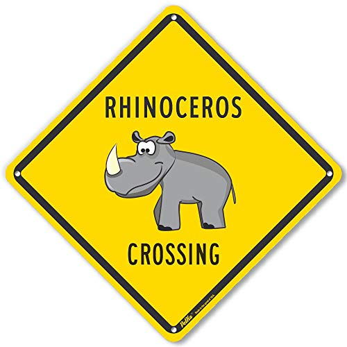 Panneau aluminium Rhinocéros Crossing 25,4 cm signalétique extérieure PKAC-0294-NA