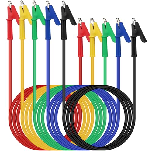Image of SWANLAKE 5-Piece Dual-Ended Alligator Clip Test Leads, 1000V 15A 3.5ft /1M Electrical Alligator Clips, Flexible Copper Cable Crocodile Clip, Mini Jumper Wires with Gator Clips
