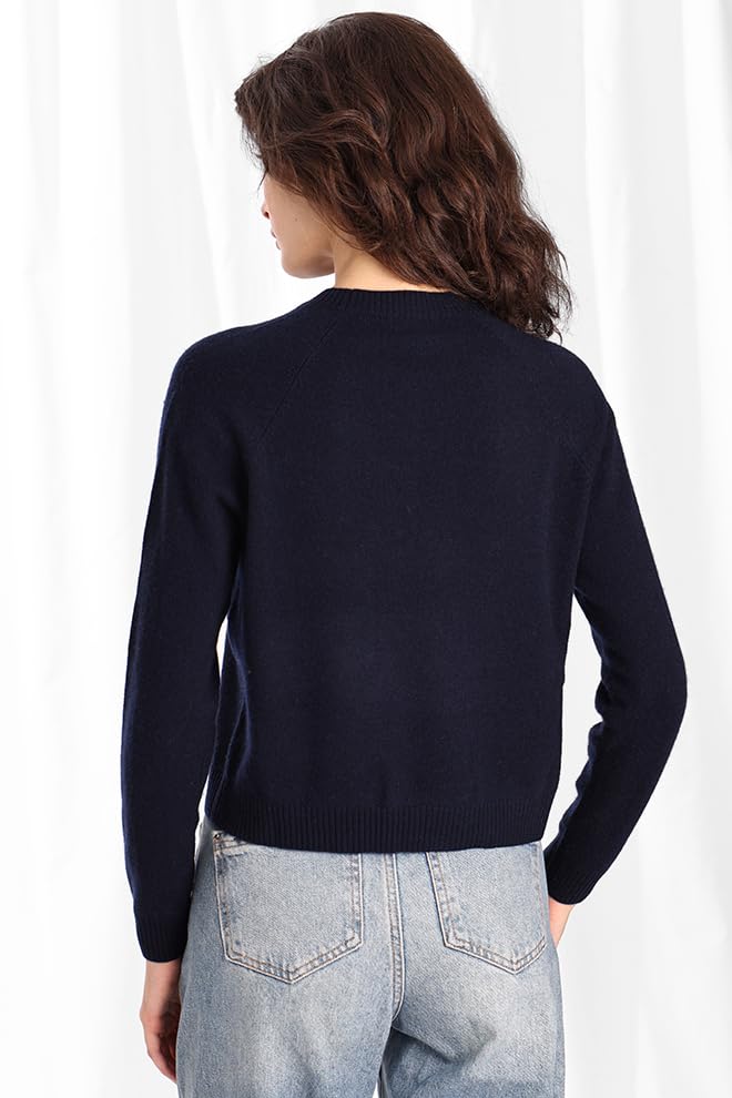 Image of Minnie Rose Womens Long Sleeve Shrunken Crew Cashmere Sweater