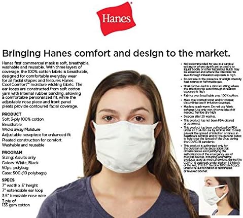 Miniatura 6 de Hanes Cubrebocas reutilizable para uso diario (paquete de 500)