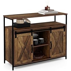 IDMarket - Aparador de 2 puertas granero corredizas Montreal madera efecto envejecido, diseño industrial 100 cm