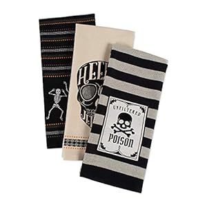 DII Happy Halloween Dishtowel Collection Embellished Cotton Kitchen Hand Towel Set, 18x28, Skeleton, 3 Count DII Happy Halloween Dishtowel Collection Embellished Cotton Kitchen Hand Towel Set 18×28 Skeleton 3 Count