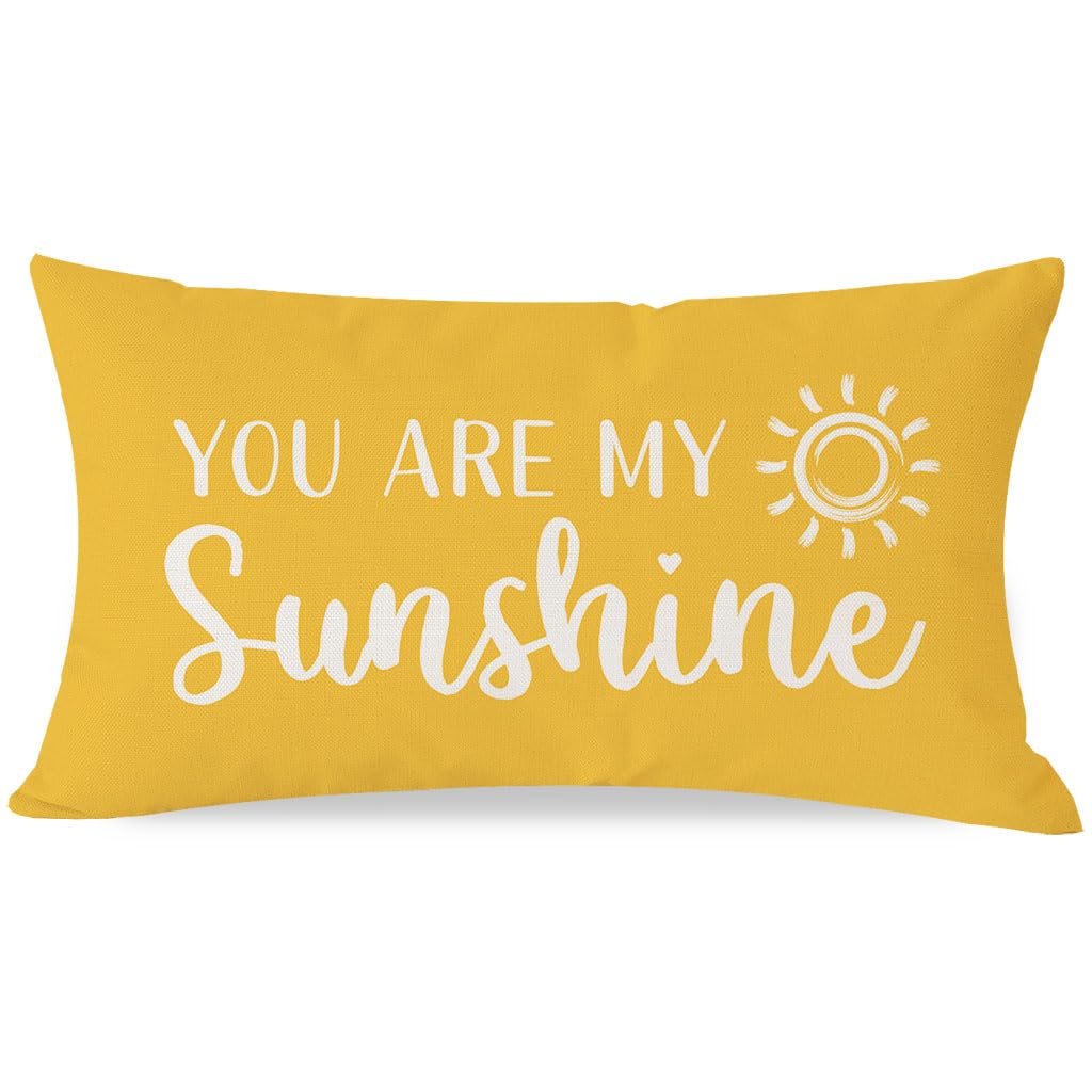 PANDICORN You are My Sunshine Throw Pillow Cover 12x20 Inch Sun Yellow Outdoor Spring Summer Farmhouse Decorations Lumbar Decorative Cushion Case for