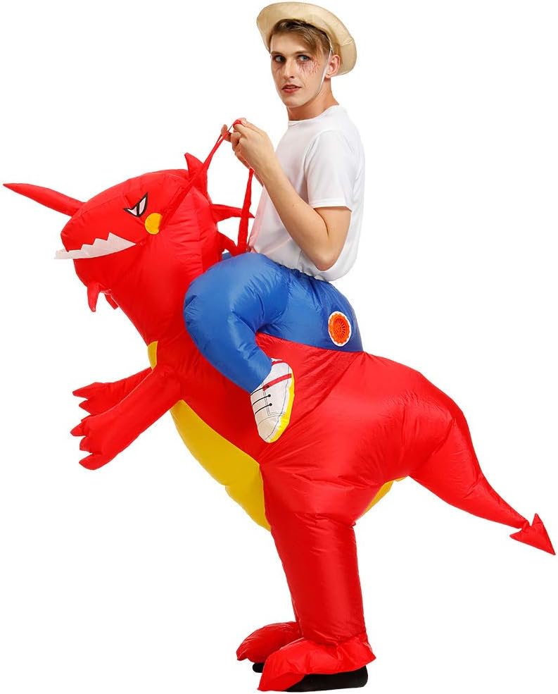 Inflatable Rider Costume Riding Me T-Rex Fancy Dress Funny Dinosaur Dragon Funny Suit Mount Adult