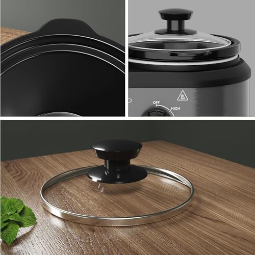 SUNVIVIPRO 2 * 1.25 Quarts Dual Slow Cooker, Buffet Server & Warmer with 2 Removable Ceramic Pots, 3 Adjustable Temp Settings & 2 Visible Glass Lids, Stainless Steel, Grey by SUNVIVIPRO - Used condition - Image 6