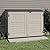 Suncast 5.9 ft. x 3.7 ft Horizontal Stow-Away Storage Shed - Natural Wood-like Outdoor Storage for Trash Cans and Yard Tools - All-Weather Resin, Hinged Lid, Reinforced Floor - Vanilla and Stoney