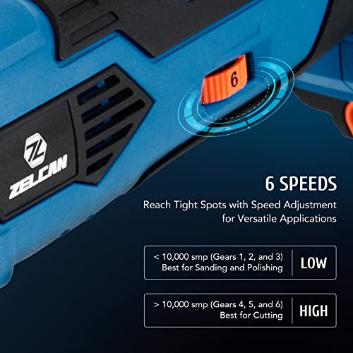 Zelcan 18V Cordless Oscillating Tool, Lighted Oscillating Multitool With Plunge Saw Scraper Plate And Pads, Variable Speed Battery Powered Multi-Tool Tile Saw Grout Removal Tool For Scraping Sanding #TOP4