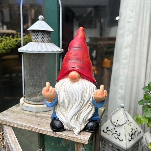 image for Generic Middle Finger Gnome Statue 7.8in， Naughty Garden Gnome Statu