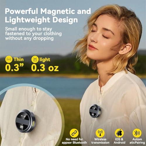 Image of coku CK-Q8 Dual Wireless Lavalier Microphone with LED Display Case, Noise Cancelling Collar Mic for YouTube, Vlogging, Recording, Plug & Play for I-Phone, Android, Type C Devices, DSLR, & Lightning