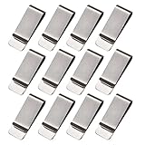 Mvwarj 12-Pack Stainless Steel Money Clip for Men Slim Bulk Money Clip for Cash and Credit Cards Holder Minimalism Front Pocket Wallet Clip (Silver)