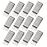 Mvwarj 12-Pack Stainless Steel Money Clips Slim Bulk Money Clips for Cash and Credit Cards Holder Minimalism Front Pocket Wallet Clip (Slver)