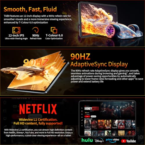 Image of JJGJ Android 16 Tablet with Keyboard - 12 Inch Tablets, Black Case