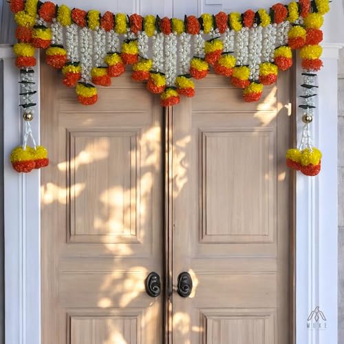 Best Artificial Flower Garlands: Festive Floral Decor 79 Muke Home Temple Decor Artificial Marigold Flower toran bandharwa...