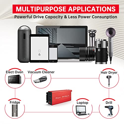 3000W Power Inverter, 12V DC to110V AC Converter with 3 AC Outlets, USB Port, Dual Smart Fans, Cables Included, for RV, Truck, Outdoor, Emergency