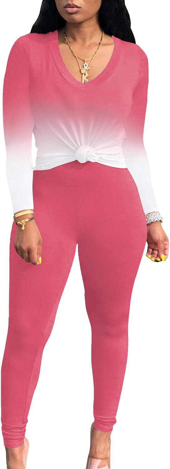 PINSV Women's Tracksuits 2 Piece Outfits Sweatsuits Long Sleeve Top Jogger Legging Pants Sets - Image 3