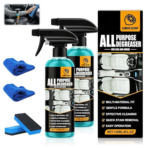 MohuanDd 2Pcs All Purpose Degreaser for Car and House, Lemon Scent Mulit Heavy-Duty Cleaning Spray,...
