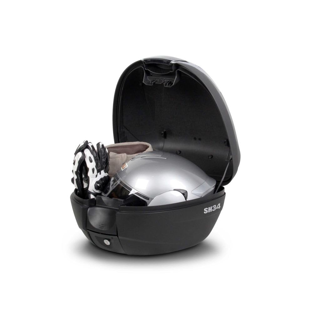 SHAD SH 34 TOP CASE CARBON BAULETTO 34 LITRI SCOOTER MOTO CON PIASTRA UNIVERSALE E SCHIENALINO