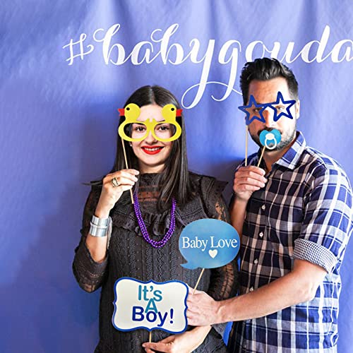 Boy Baby Shower Photo Booth Props - Baby Shower Decorations For Boy Baby Gender Reveal Party Supplies Funny Selfie Picture Photography Props For Blue Baby Shower Party Supplies (Blue) #TOP3