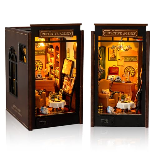 Foyucool DIY Book Nook Kit, 3D DIY Miniature Dollhouse Kit, Wooden Booknook Bookshelf Insert Decor...