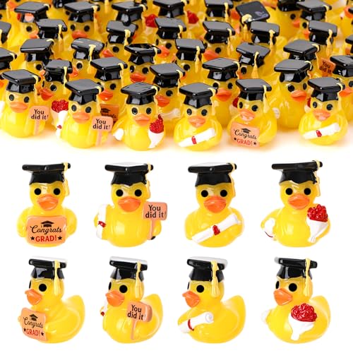 GGSTDDUP 60pcs Graduation Resin Ducks Tiny Ducks Toy Figurines Novelty Duck for Graduation Party Favors Gifts (4 Styles)