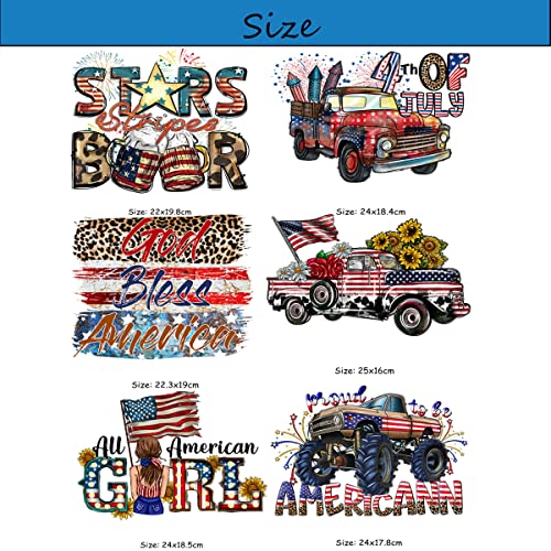 Independence Day Iron On Transfer 4Th Of July Iron On Decals Iron On Patches Patriotic Heat Transfer Stickers American Flag Design Thermal Transfer Applique T-Shirt Diy Decorations Supplies 6Pcs #TOP5