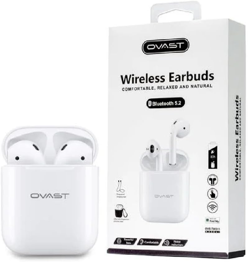 LDNIO OVAST TW311 Wireless Bluetooth Earbuds, Touch Screen with Wireless Charging Case, IPX4 Waterproof, Built-in Mic Design, Wireless Bluetooth Earbuds, White