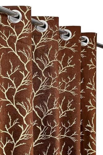 Image of Curtains 9 Feet Long for Living Room - Long Door & Window Curtain Set 1 Pcs Panel, Velvet Blackout & Stylish Parda for Home Decor & Office Coffee Colour 9 feet -1 pcs