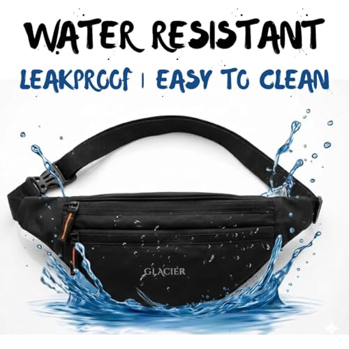 Image of GLACIER Men's & Women's Waist Bag /Fanny Pack | Stylish Crossbody Sling for Travel & Daily Use | Multi-Compartment Lightweight Waist Pouch with Adjustable Strap for Outdoor, Walking & Casual Wear