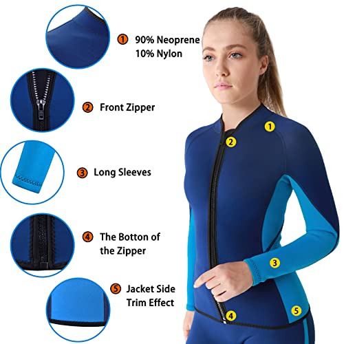 Realon Wetsuits Top Jacket Women Men 2Mm Neoprene Long Sleeve Shirt 3Mm Front Zipper Vest Wet Suit Keep Warm For Adult Diving Surf Swim Water Sports #TOP6