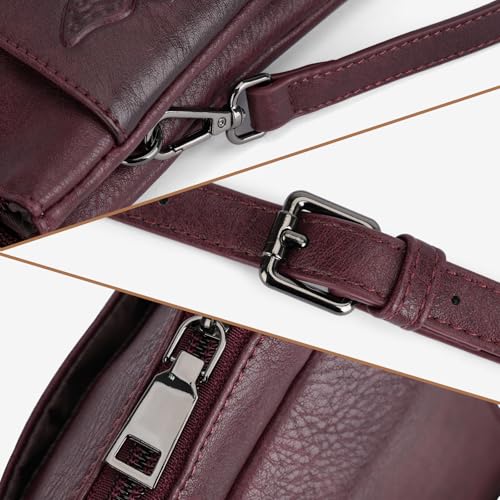 Image of Small Crossbody Bags for Women Trendy Vegan Leather Cell Phone Bag Embossed Flower Design Wallet Purses with Strap