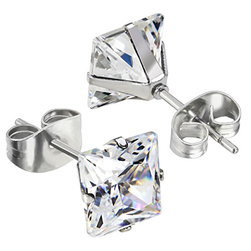 JewelrieShop Stud Earrings Surgical Steel Earrings for Sensitive Ears Stud Earrings Pack Hypoallergenic Cubic Zirconia Earrings for Women (Silver, 3-8mm, 5 Pairs / 6 Pairs / 8 Pairs)2