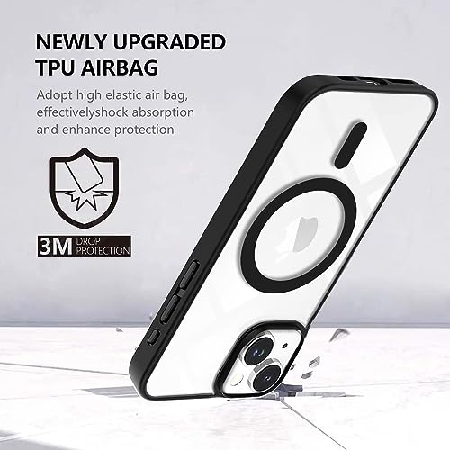 Image of KARWAN️ Hybrid Transparent iPhone 15 Back Cover Case Compatibe with Mag-Safe |Camera Protection Bump | Transparent Back Cover Case for iPhone 15(PC, TPU | Black Bumper)