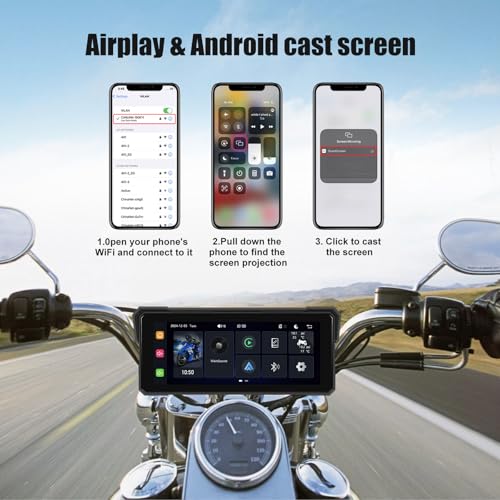 Image of Motorcycle GPS Navigation System with Wireless Carplay Android Auto 8.1 inch Moto CarPlay Screen with Dual Bluetooth, Navigation /Siri /G00gle Assistant Waterproof