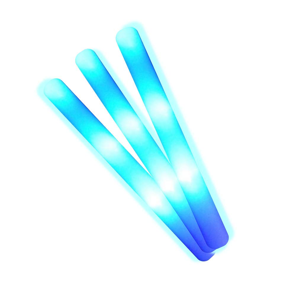 10 Palos de espuma luminosos LED 48x4cm para Bodas, Barras Luminosas, Sticks Luminosos para Fiestas (Azul)
