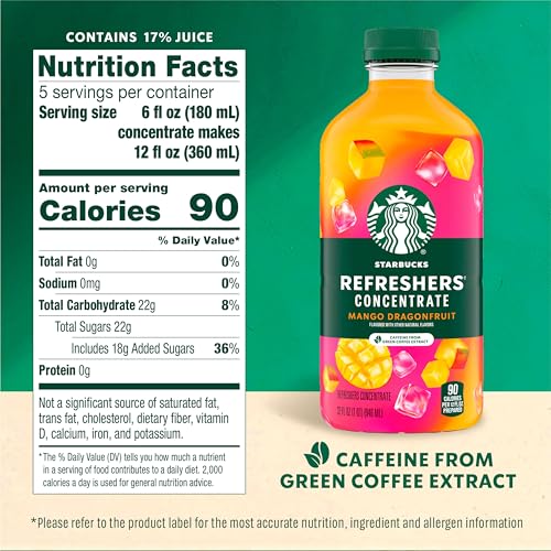 Starbucks Refreshers Concentrate Mango Dragonfruit, Refreshing Drink, Cold Drinks 32 fl oz - Thumbnail 2