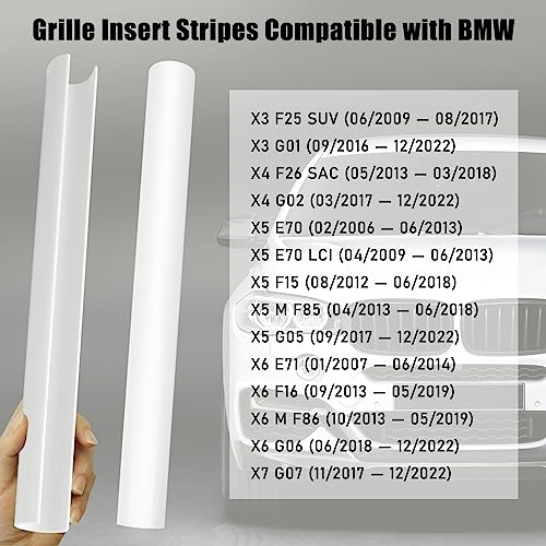 Image of Jaronx Compatible with BMW V Brace Cover,Grille Inserts V Bar Brace Wrap Covers Compatible with BMW X3 F25 G01 /X4 F26 G02 /X5 E70 F15 G05 /X6 E71 F16 G06 /X7 G07,Front Grill Stripes(White)