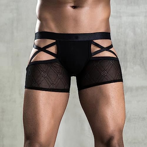 Men Butt-Flaunting Jockstraps Underwear Breathable Mesh Lace Boxer Briefs Bottomless Shorts Backless Gay Underpants3