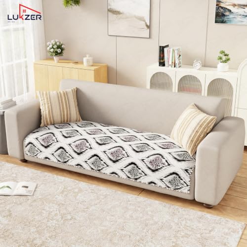 Image of Lukzer 1 Seater Sofa Cover Mat Reversible Quilted Sofa Seat Protector with WaveEdge Ultrasonic Cut - Ikat Rose - Washable Anti-Slip Sofa Throw for Living Room Couch Cover 60 x 85 CM /SC-203-01WE