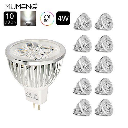 MUMENG Ampoule LED MR16, Blanc Froid 6000K Non-Dimmable, AC/DC12V, 60° Angle dÉclairage Ampoule Spot Light Lampe GU5.3 MR16 led, 400lm, Lot de 10 unités