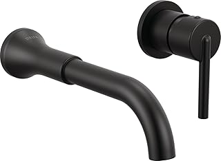 Delta Trinsic Wall Mount Bathroom Faucet 2 Hole, Matte Black Bathroom Si...