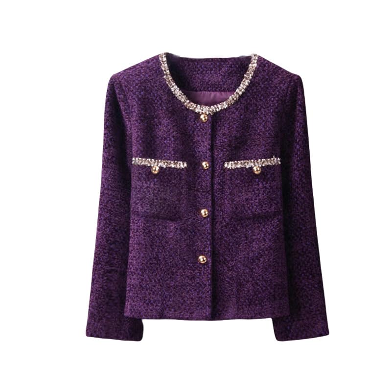 Veste en tweed pour femme JYHBHMZG élégante et polyvalente chic de mi-saison