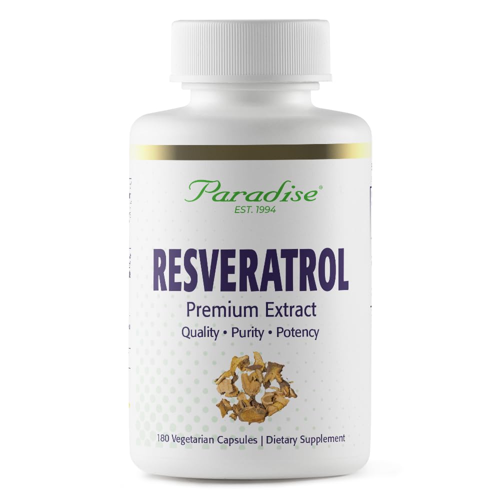 Paradise Herbs & Essentials Resveratrol Vegan 180 Veg Capsules Unflavored 180 Count (Pack of 1)