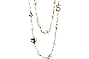 Pearl and Flower Imitation CC Logo Chanel Necklace for Women