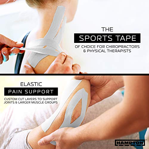 Image of Hampton Adams | As Seen on Shark Tank | Original Kinesiology Tape | 135ft Uncut Bulk Roll | Supports & Protects Muscle Wrist Knee Shoulder Back Plantar Fasciitis | Waterproof Hypoallergenic (White)